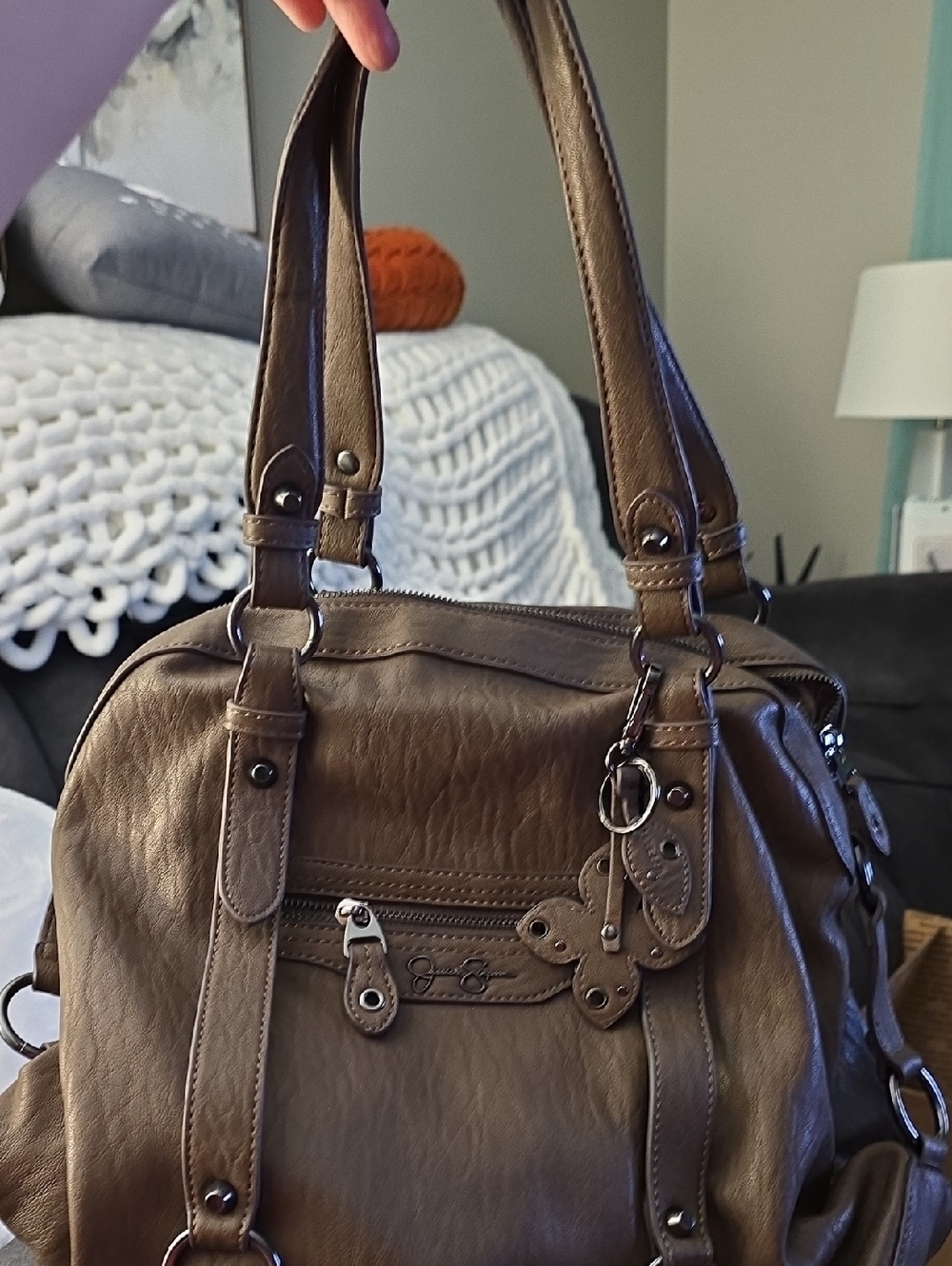 Jessica Simpson Brown Faux Leather Shoulder Bag